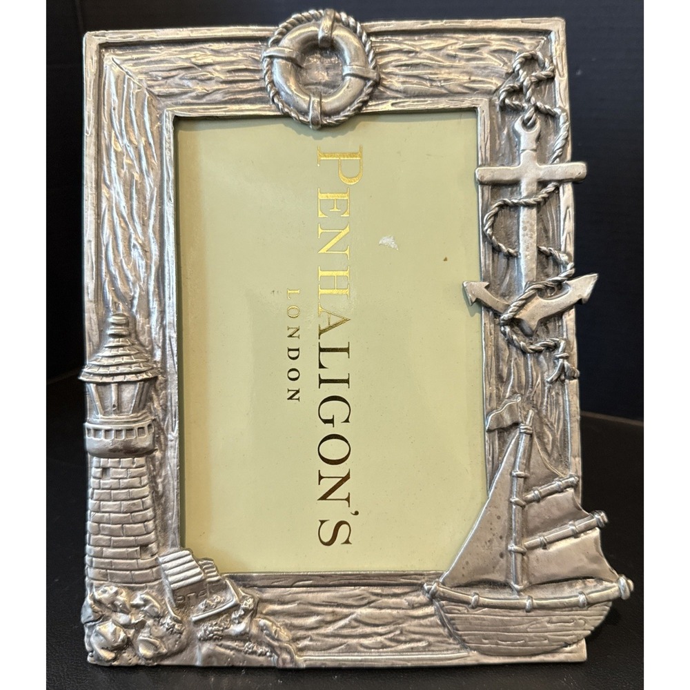 Silver Metal Picture Frame‎ 3 Dimensional Sailboat Lighthouse N0 GLASS 6 X 4
